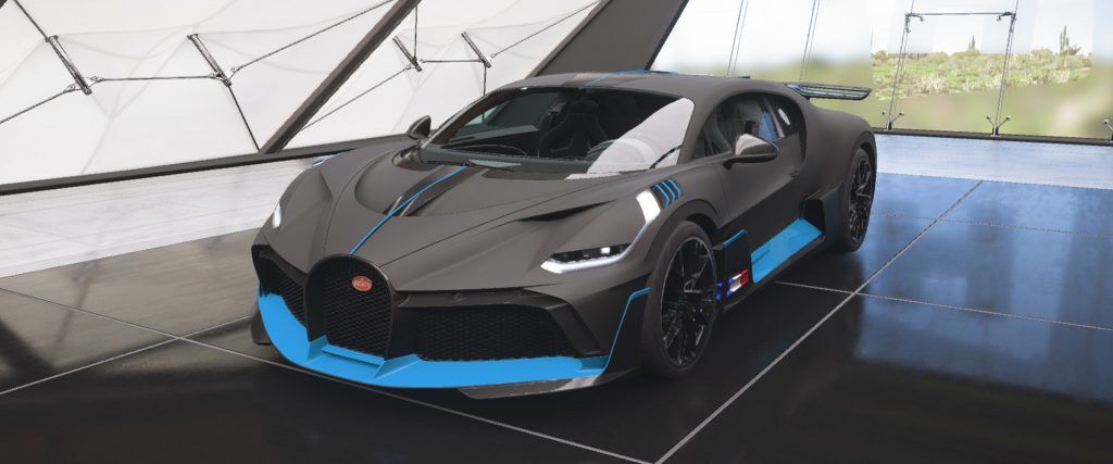 An image of the Bugatti Divo in a showroom in Forza Horizon 5