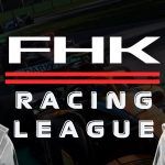 FHK Racing League logo with male and female F1 game avatars either side