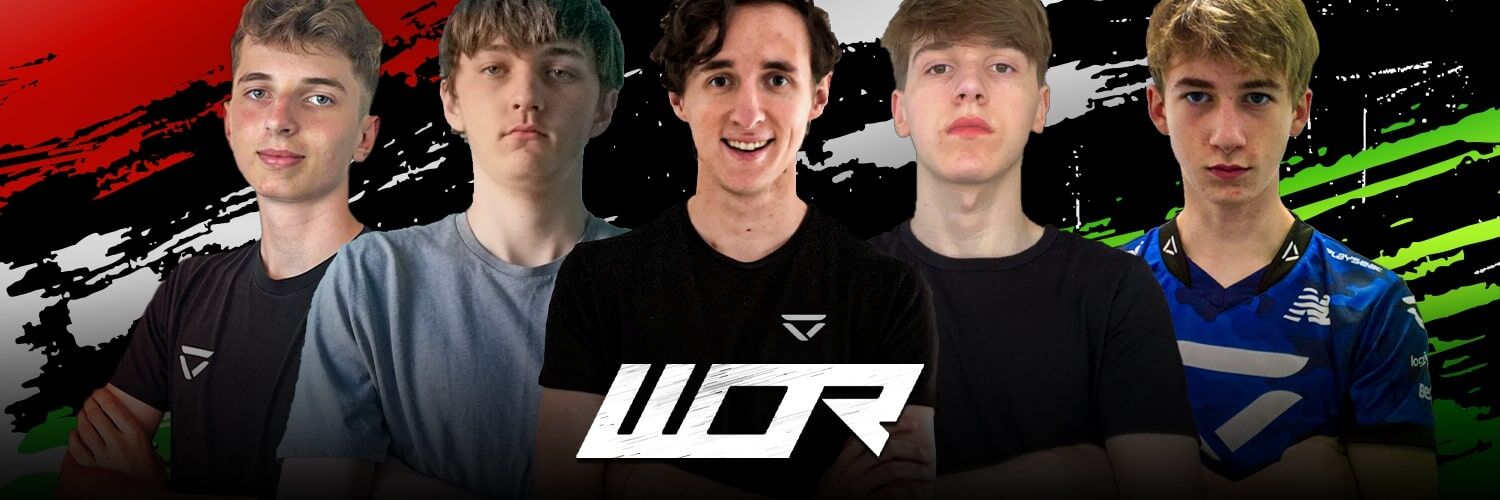 An image of five esports drivers with the WOR logo in front of them.