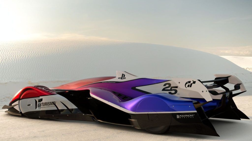 A Red Bull X2019 Competition in Gran Turismo colours and the number 25 on the engine cover.