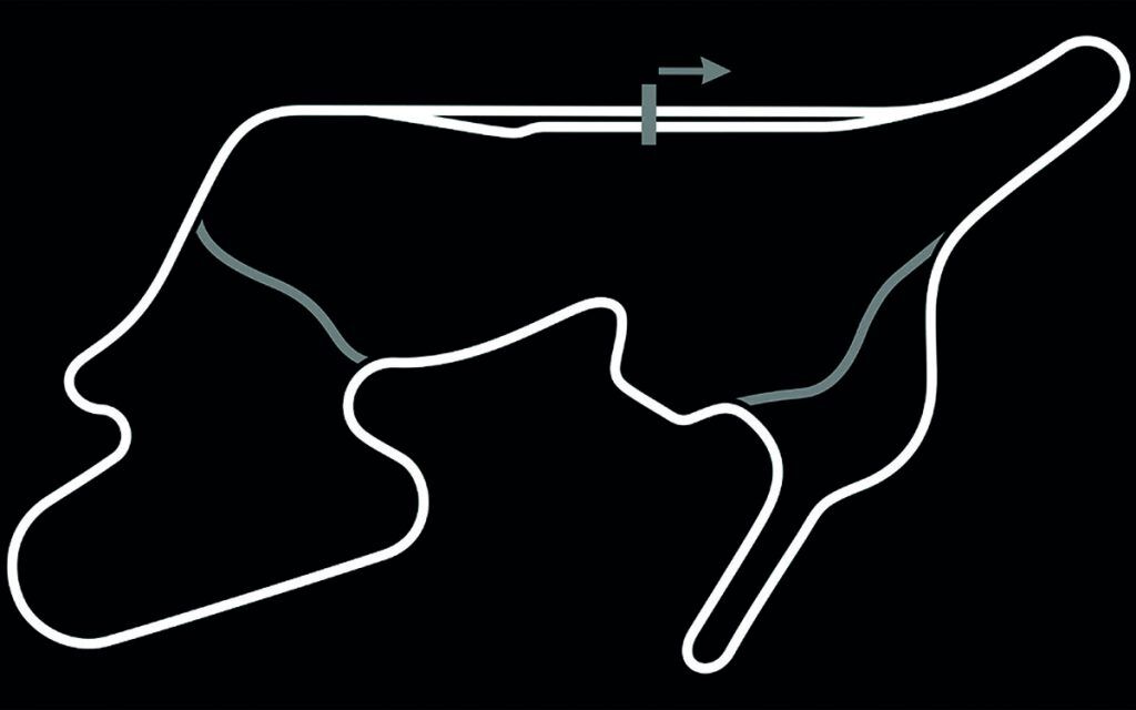 A track layout of Grand Valley Speedway.