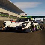 LMP2 car with 24h Le Mans Virtual livery on the pit lane straight at circuit de la sarthe in rfactor2