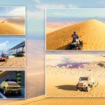 A collage of several scenes from the game Dakar Desert Rally.