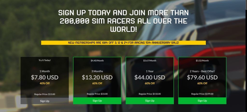 iRacing memberships are frequently on sale, but this one is huge
