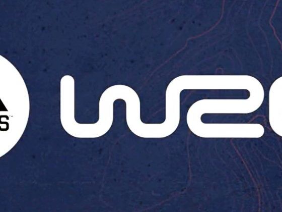 The EA Sports logo on the left and the WRC logo on the right.