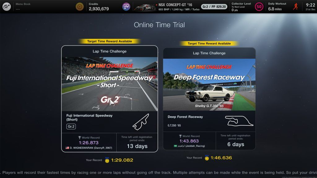 Gran Turismo 7 Online Time Challenge Lap Time 21st December 2023