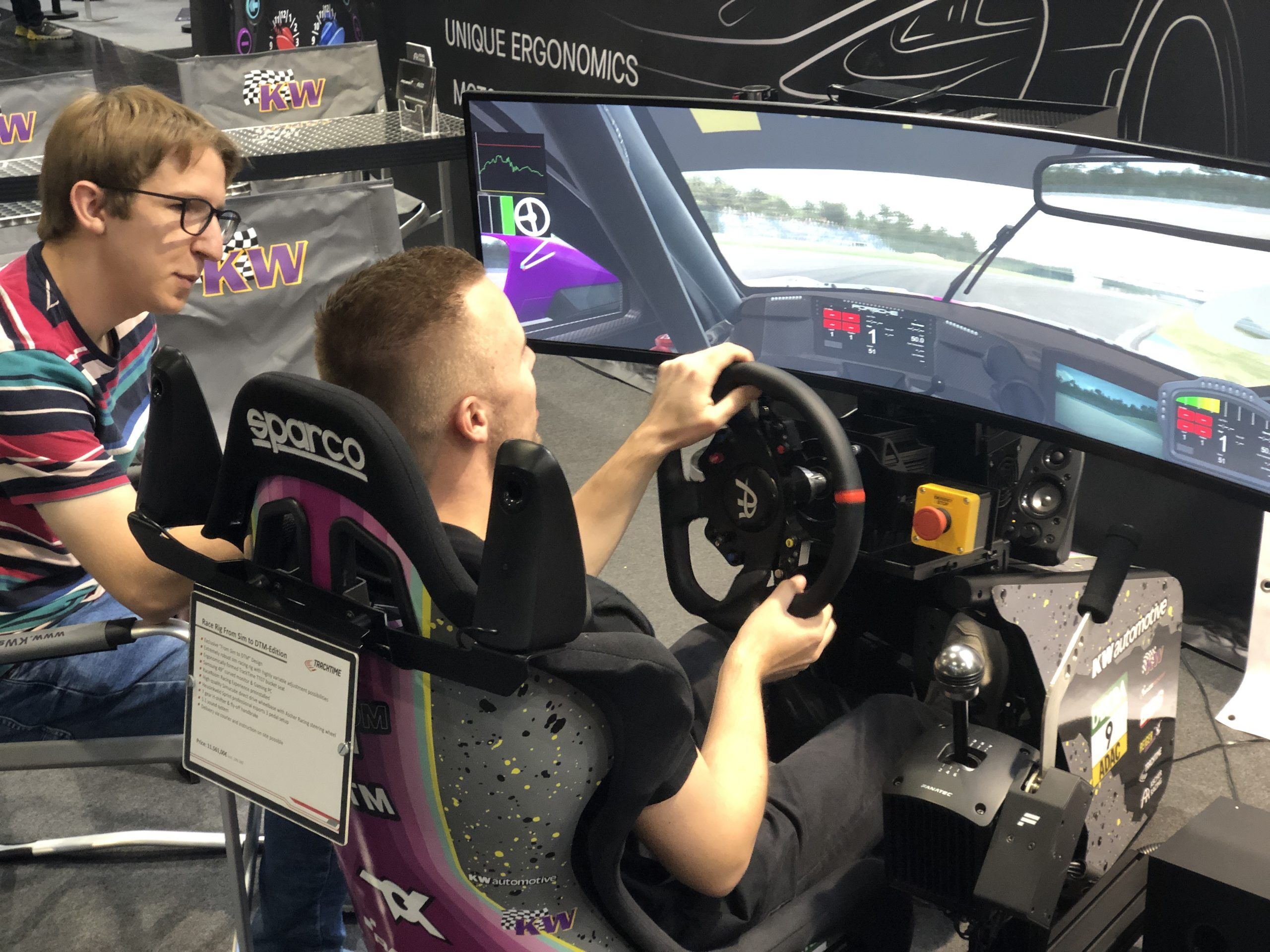 RaceRoom's New Tires. KW developer Thomas Jansen (left) discussing the new tire model at the SimRacing Expo 2023  with Tim Heinemann.