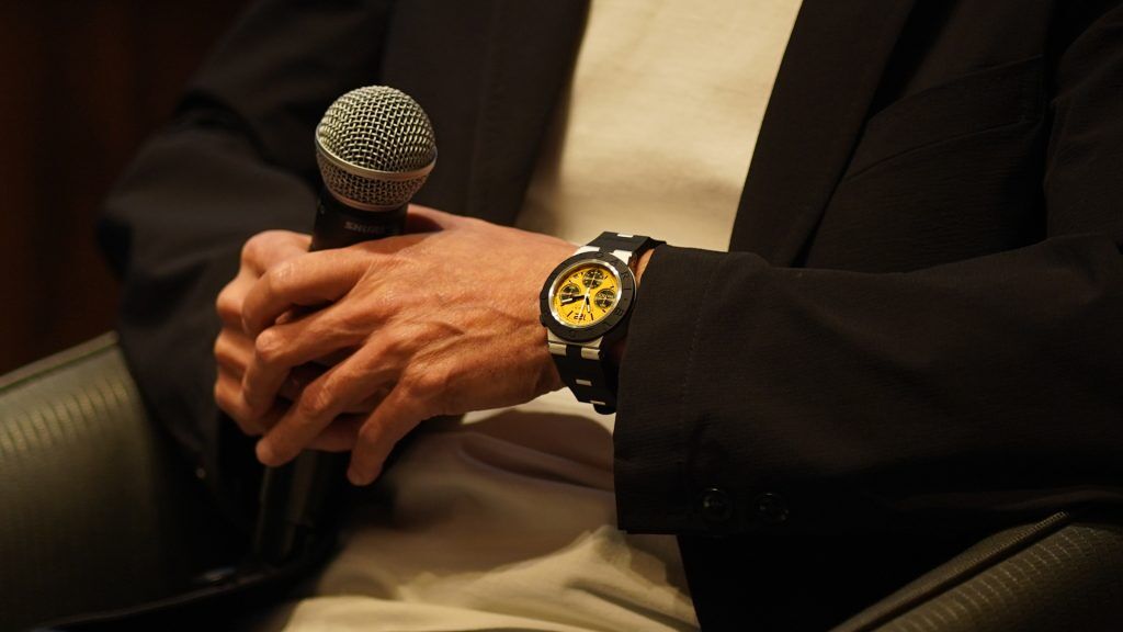 Bulgari Aluminium Gran Turismo Special Edition watch on the wrist of Kazunori Yamauchi