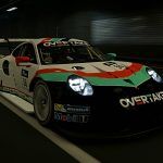 A Porsche racing car in the colours of OverTake gg