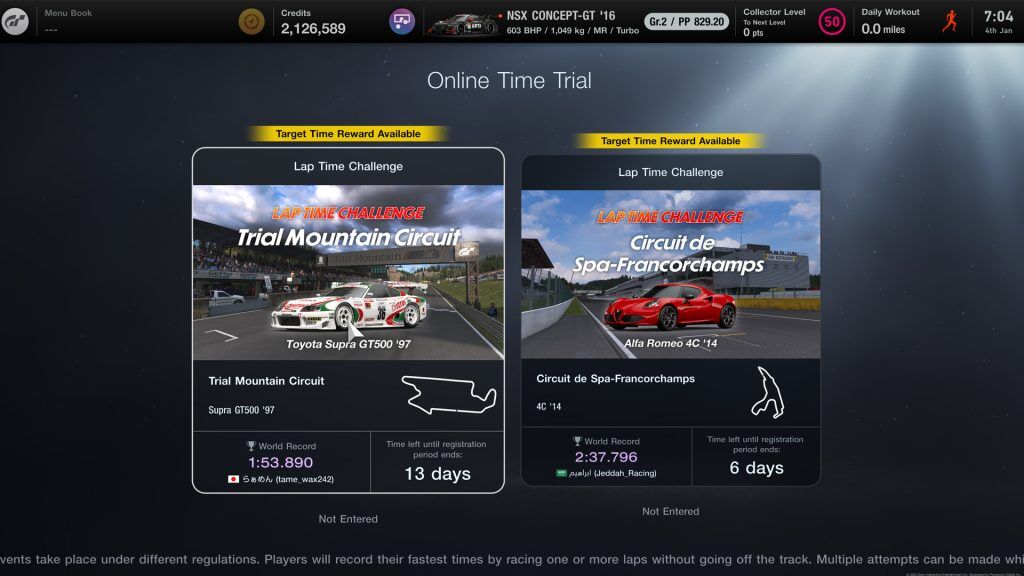 Gran Turismo 7 Online Time Trial, wc 4th January 2024 